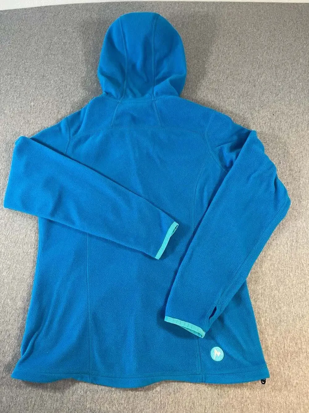 Marmot Teal Blue Polartec Full-Zip Fleece Hoodie Jacket Women’s L - Picture 5 of 8